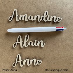 Police Anna , Bois, marques places, prénoms