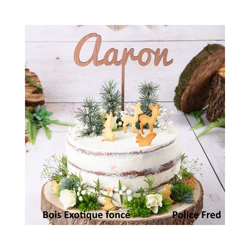 Décoration de gâteau en bois, cake topper anniversaire calligraphie
