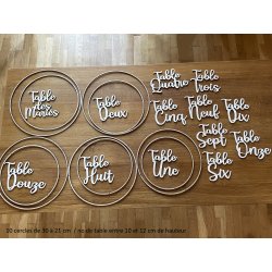 Lot de 10 cercles pour plan de table suspendu