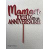 Cake Topper Anniversaire,  Joyeux Anniversaire avec l'âge, en medium naturel ou peint, police Anna