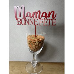 Cake Topper Bonne Fête Maman, en bois medium ou  peint