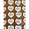 Coeur, marque-place en bois gravé.