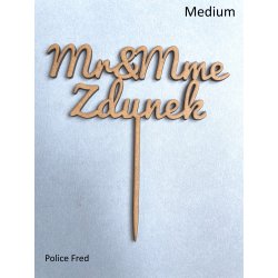 Cake Topper Mr Mme , en bois , police Fred