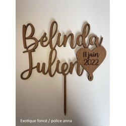 Cake Topper Mariage , coeur...