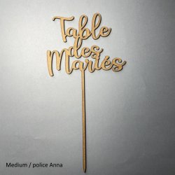 Mariés ou Enfants, police Anna, sur Pic, Bois, Nom de Table