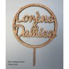 Cake Topper Mariage , dans un cercle ,  en bois,  police Fred.
