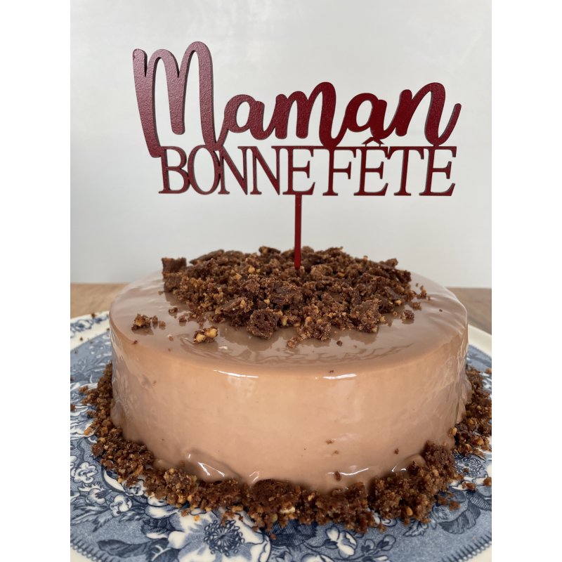 Cake Topper Bonne Fête Maman, en bois medium ou  peint