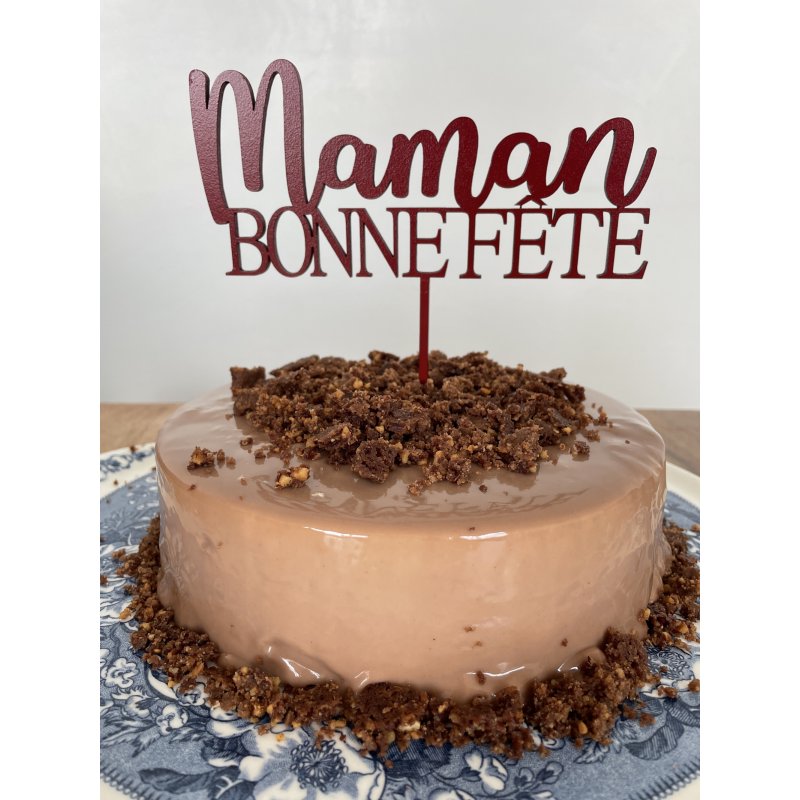 Cake Topper Bonne Fête Maman, en bois medium ou peint