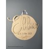 Médaillon rond en bois personnalisé,  Prénom et date de Naissance Bois et prénom peint