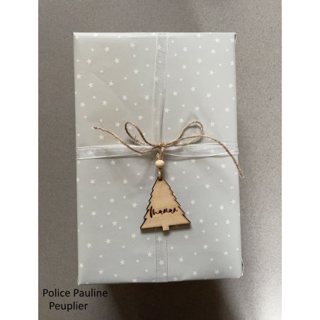 Etiquette cadeau personnalisée SAPIN avec perle et ficelle
