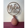 Cake Topper  Joyeux Anniversaire dans un cercle, en bois Exotique Foncé ou Clair