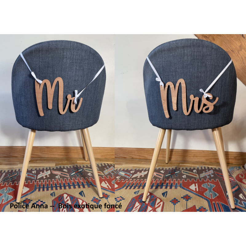 M et Mme - Mr and Mrs - Monsieur et Madame -  Décoration de chaises  pour les Mariés - Mariage.