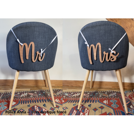 M et Mme - Mr and Mrs - Monsieur et Madame - Décoration de chaises pour les Mariés - Mariage.