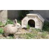 Maison en bois personnalisée pour lapin - Nom et décor au choix