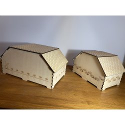 Maison en bois personnalisée pour lapin - Nom et décor au choix