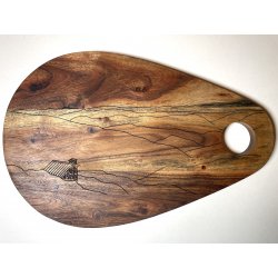 Planche en Acacia personnalisée - Gravure à partir de votre dessin ou photo - 40x26 cm