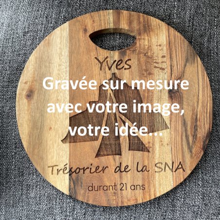 Entièrement personnalisée, Planche en Acacia, 30x30 cm, gravée avec votre photo ou votre image, apéritif, charcuterie, fromage