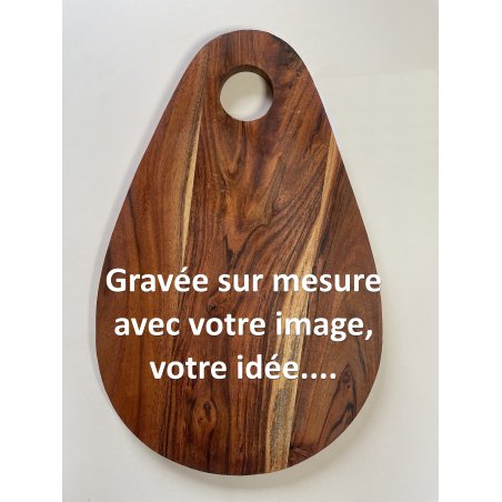 Planche en Acacia personnalisée - Gravure à partir de votre dessin ou photo - 40x26 cm