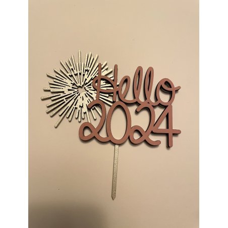 Cake Topper "Hello Nouvelle Année" , en bois  peint