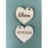 Coeur, marque-place en bois gravé.