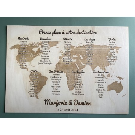 Panneau Plan de Table Carte du Monde