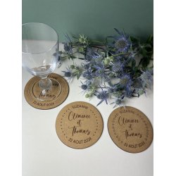 Sous Verre 3 personnalisations : nom des mariés, date du mariage et prénom de l'invité (modèle Clem)