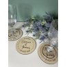 Sous Verre 3 personnalisations : nom des mariés, date du mariage et prénom de l'invité (modèle Clem)