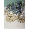 Sous Verre 3 personnalisations : nom des mariés, date du mariage et prénom de l'invité (modèle Clem)