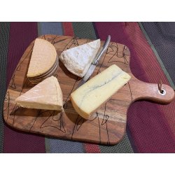 Planche en Acacia, 30 cm x 45 cm, gravée poissons.