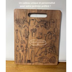 Planche en Acacia personnalisée - Cadeau Papa / Papy -  Jardinage