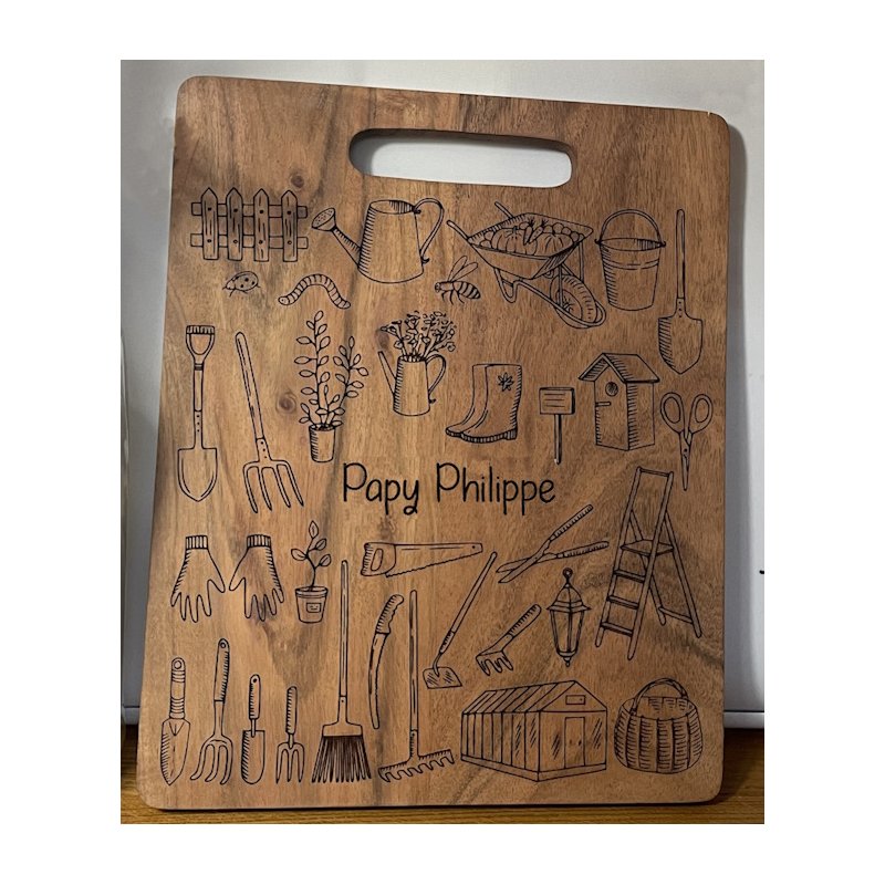 Au prénom de votre Jardinier préféré, planche de présentation, apéritif, charcuterie, fromage.