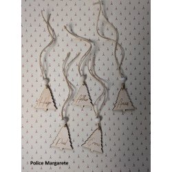 Etiquette cadeau personnalisée SAPIN avec perle et ficelle