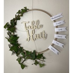 1 Numéro de table + 1 cercle + 8 étiquettes pour plan de table suspendu