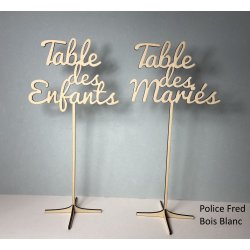 Nom de Table des Mariés ou Enfants, en Bois, sur Support