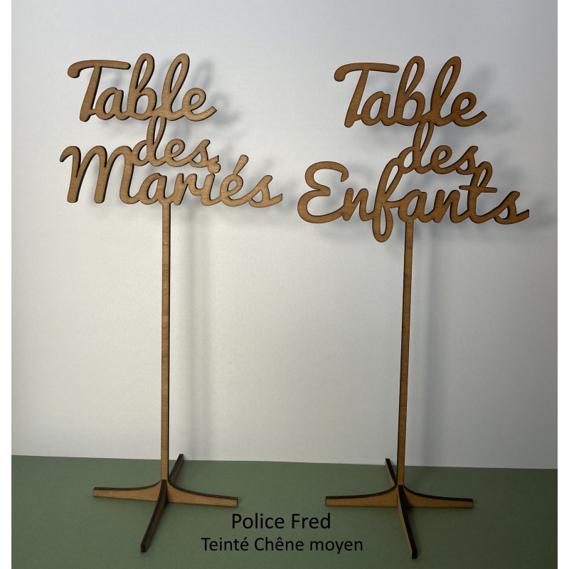 Nom de Table des Mariés ou Enfants, en Bois, sur Support