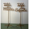 Nom de Table des Mariés ou Enfants, en Bois, sur Support