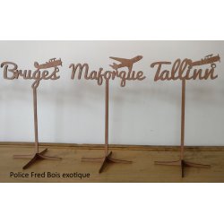 Nom de table Personnalisé avec un Avion, en Bois, sur Support