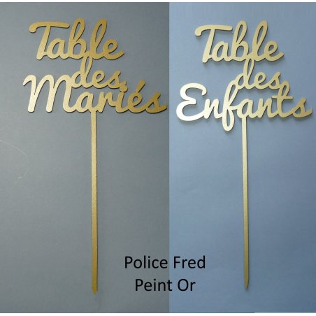 Nom de Table des Mariés ou Enfants, de Couleur, sur Pic