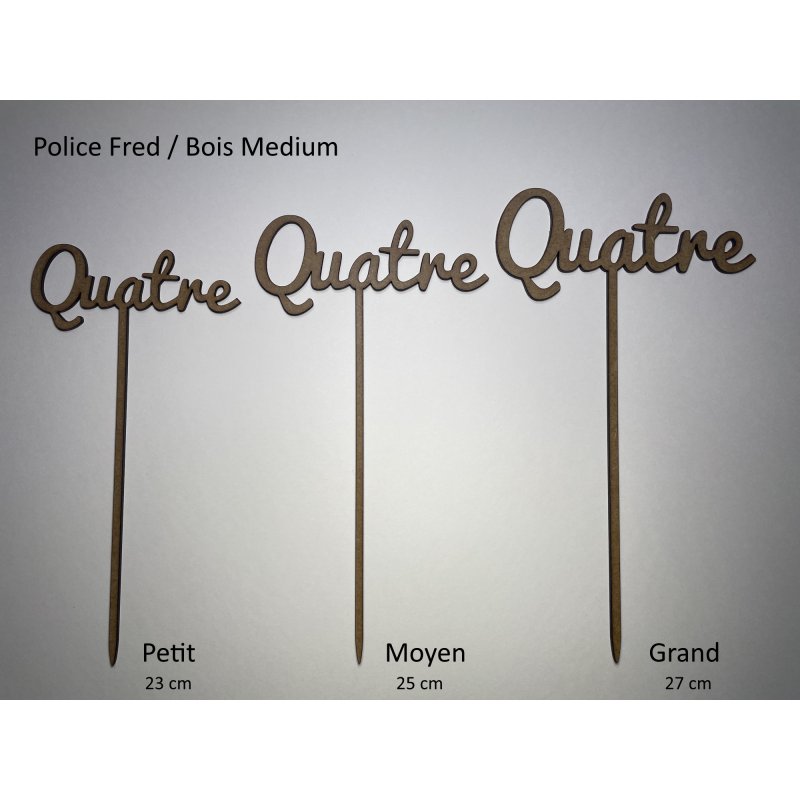 Numéro en Lettres, en bois, sur pic