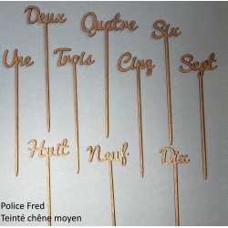 Numéro en Lettres, en bois, sur pic