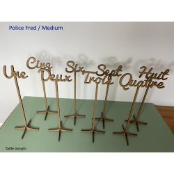Numéro en Lettres, en bois, sur support