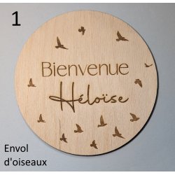 Carte de Bienvenue + nom de bébé / Envol d'oiseaux