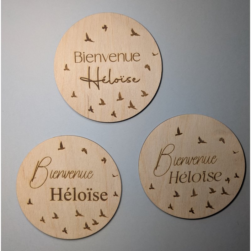 Carte de Bienvenue + nom de bébé / Envol d'oiseaux