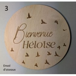Carte de Bienvenue + nom de bébé / Envol d'oiseaux