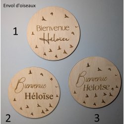 Carte de Bienvenue + nom de bébé / Envol d'oiseaux