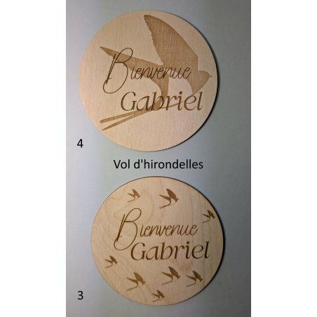 Carte de Bienvenue + nom du bébé / Vol d'hirondelles