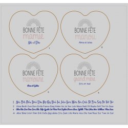 Planche coeur à découper personnalisée Bonne Fête Maman, avec le / les prénom(s) des enfant(s)