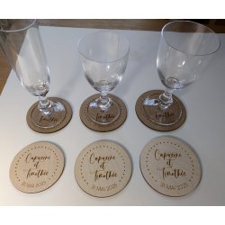 Sous Verre  2 personnalisations : nom des mariés et date du mariage (modèle Clem)