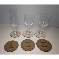 Sous Verre  2 personnalisations : nom des mariés et date du mariage (modèle Clem)