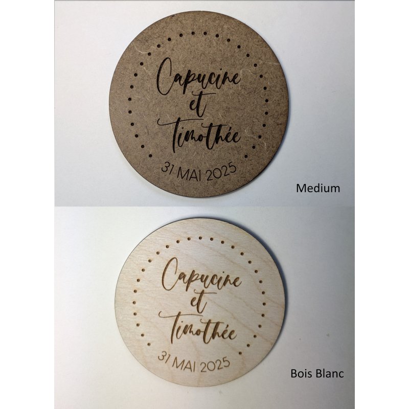 Sous Verre  2 personnalisations : nom des mariés et date du mariage (modèle Clem)